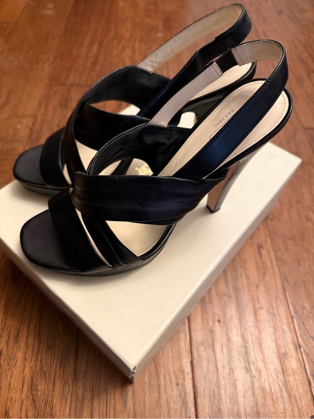 Women's Coach Black Astor Leather Crisscross Slingback Heels 9.5